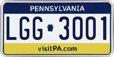 PA license plate LGG3001