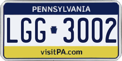 PA license plate LGG3002