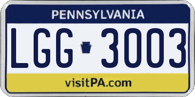 PA license plate LGG3003