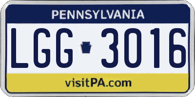PA license plate LGG3016