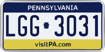 PA license plate LGG3031