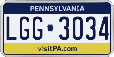 PA license plate LGG3034