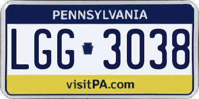 PA license plate LGG3038
