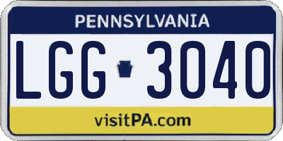 PA license plate LGG3040