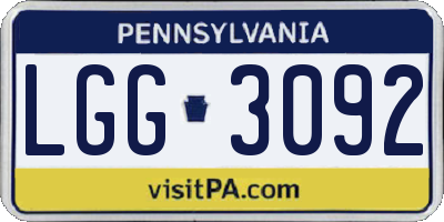 PA license plate LGG3092