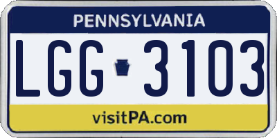 PA license plate LGG3103