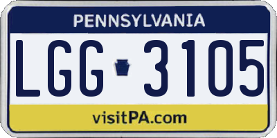 PA license plate LGG3105