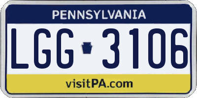 PA license plate LGG3106