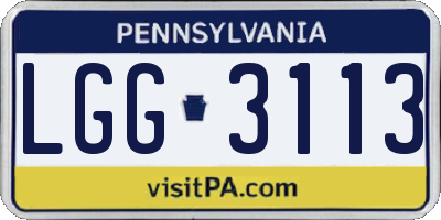 PA license plate LGG3113