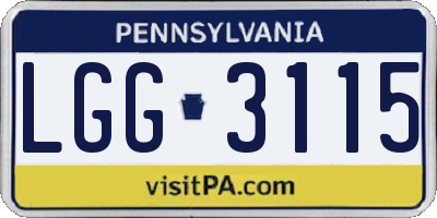 PA license plate LGG3115