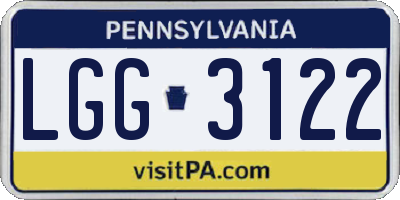 PA license plate LGG3122