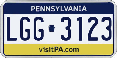 PA license plate LGG3123