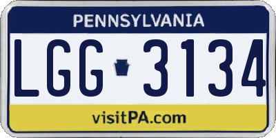 PA license plate LGG3134