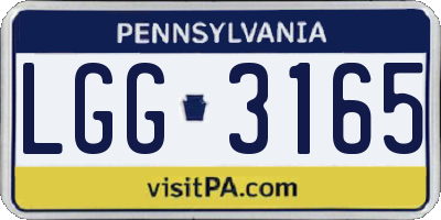 PA license plate LGG3165