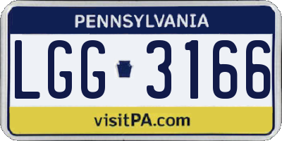 PA license plate LGG3166