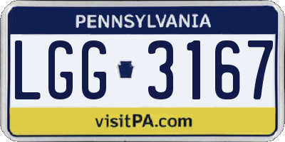 PA license plate LGG3167