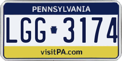 PA license plate LGG3174