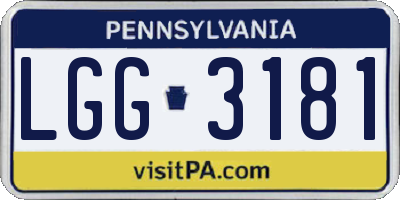 PA license plate LGG3181