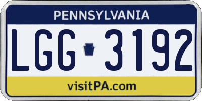 PA license plate LGG3192