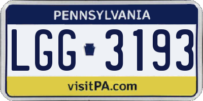 PA license plate LGG3193