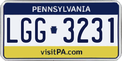 PA license plate LGG3231