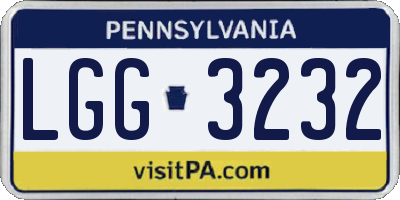 PA license plate LGG3232