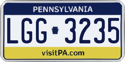 PA license plate LGG3235