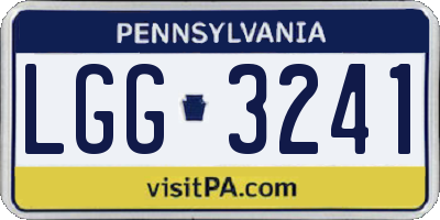 PA license plate LGG3241