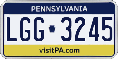 PA license plate LGG3245