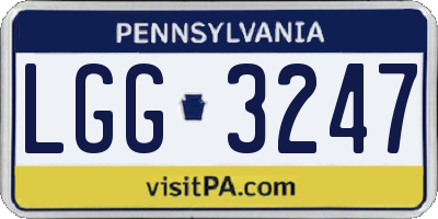 PA license plate LGG3247