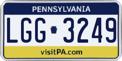 PA license plate LGG3249