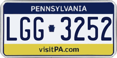 PA license plate LGG3252