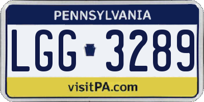 PA license plate LGG3289