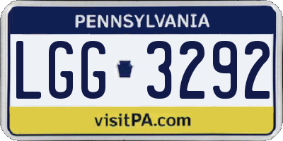 PA license plate LGG3292