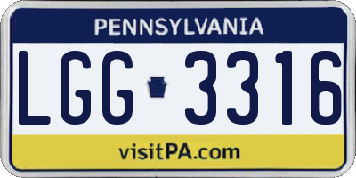 PA license plate LGG3316