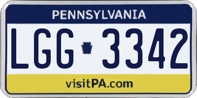PA license plate LGG3342