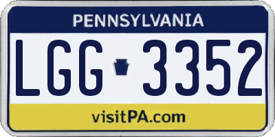 PA license plate LGG3352