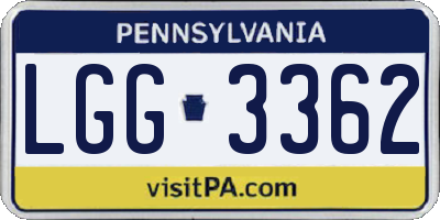 PA license plate LGG3362