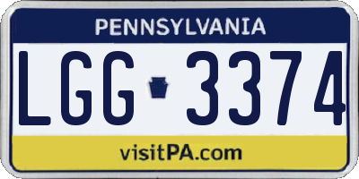 PA license plate LGG3374