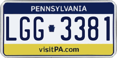 PA license plate LGG3381