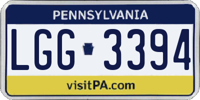 PA license plate LGG3394