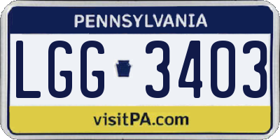 PA license plate LGG3403
