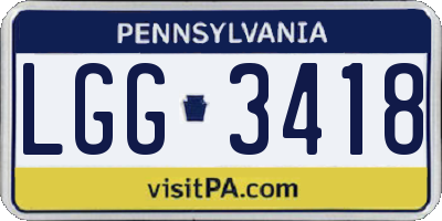 PA license plate LGG3418