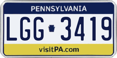 PA license plate LGG3419