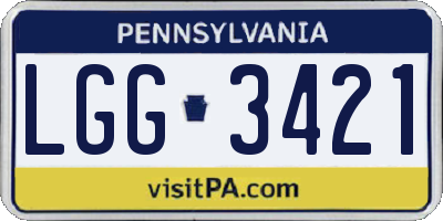 PA license plate LGG3421