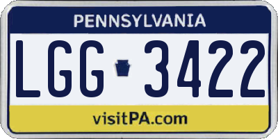 PA license plate LGG3422