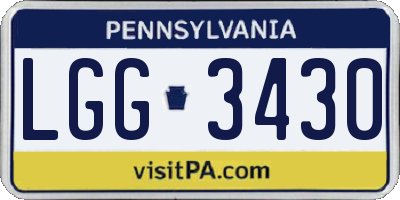 PA license plate LGG3430