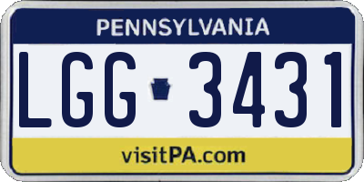 PA license plate LGG3431