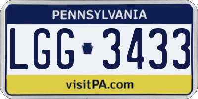 PA license plate LGG3433