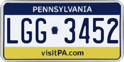 PA license plate LGG3452
